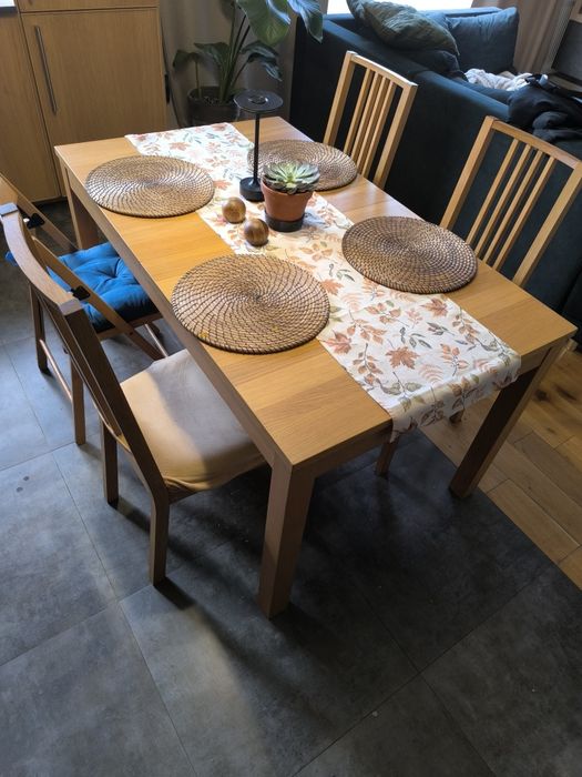 Stół Ikea Bjursta + krzesła Börje 140x85 rozkładany