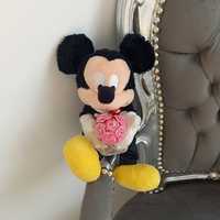 Myszka Miki z bukietem kwiatów vintage Mickey Mouse maskotka pluszak
