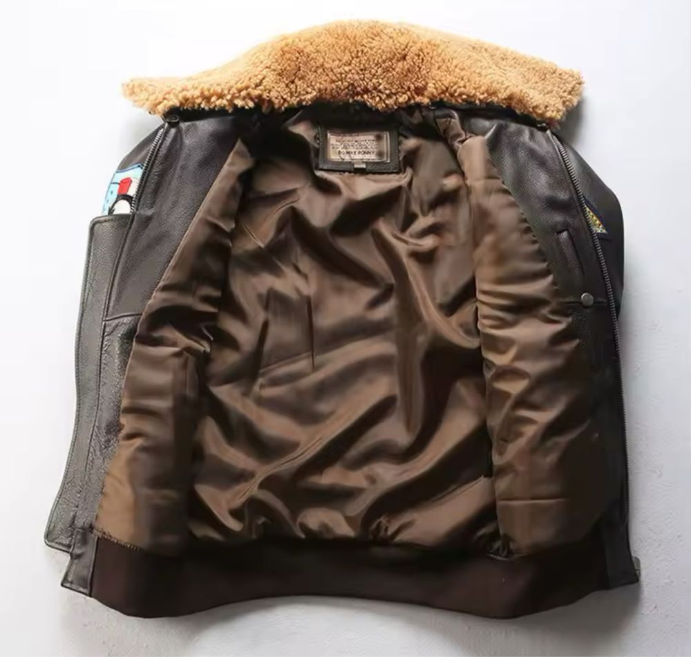 Pilotka top gun kurtka skórzana naszywki vintage skóra naturalna
