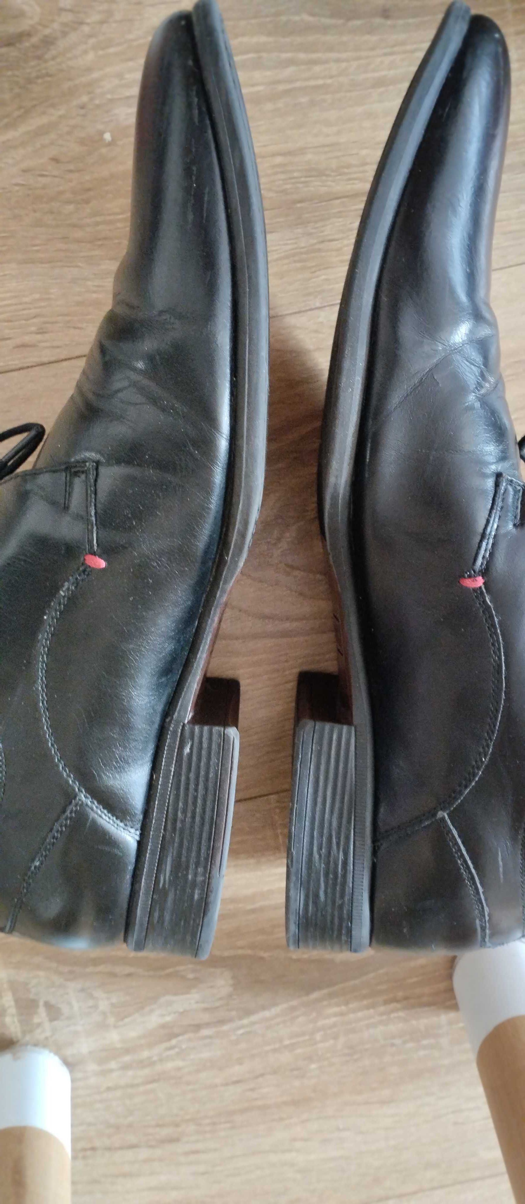 Buty eleganckie na wiązanie męskie czarne r.45