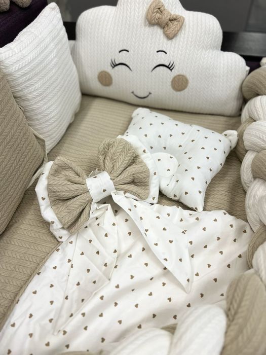 Бортики комплект постіль в ліжечко конверт набір коса