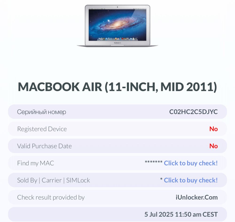 Macbook AIR (11-inch, mid 2011)