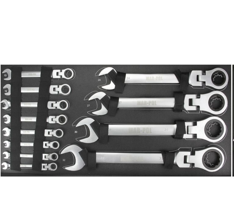 Klucze płasko oczkowe z grzechotką 6-32mm  zestaw 22szt łamane