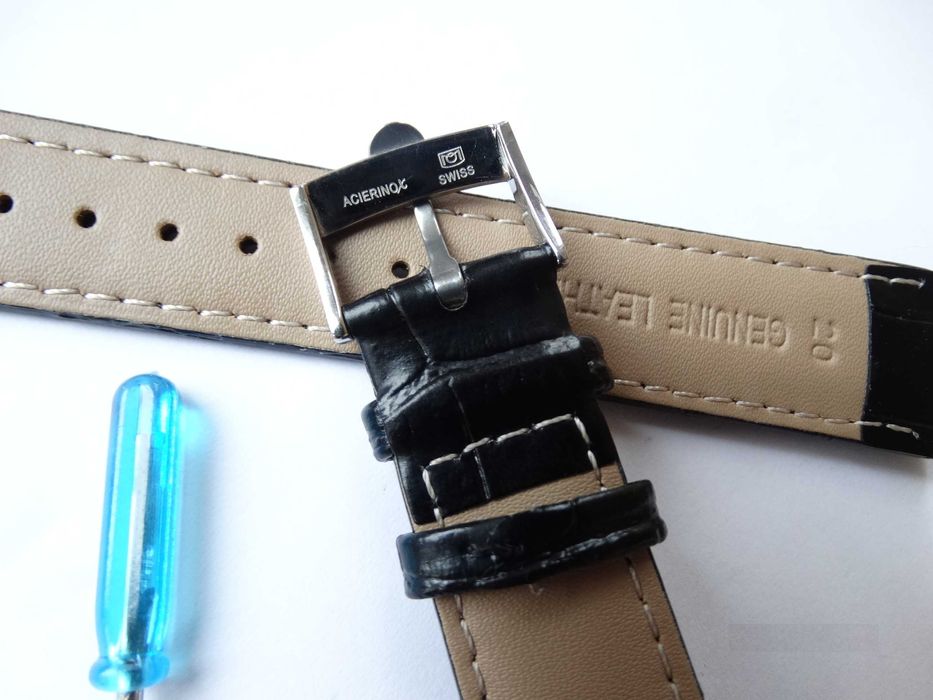 Pasek skórzany do zegarka 18mm 20mm Omega klamra złota srebrna