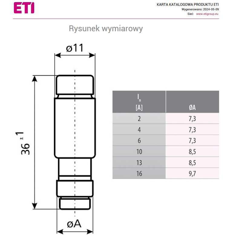 ETI Wkładka topikowa D01 gG 6A/400V 10 STUK.