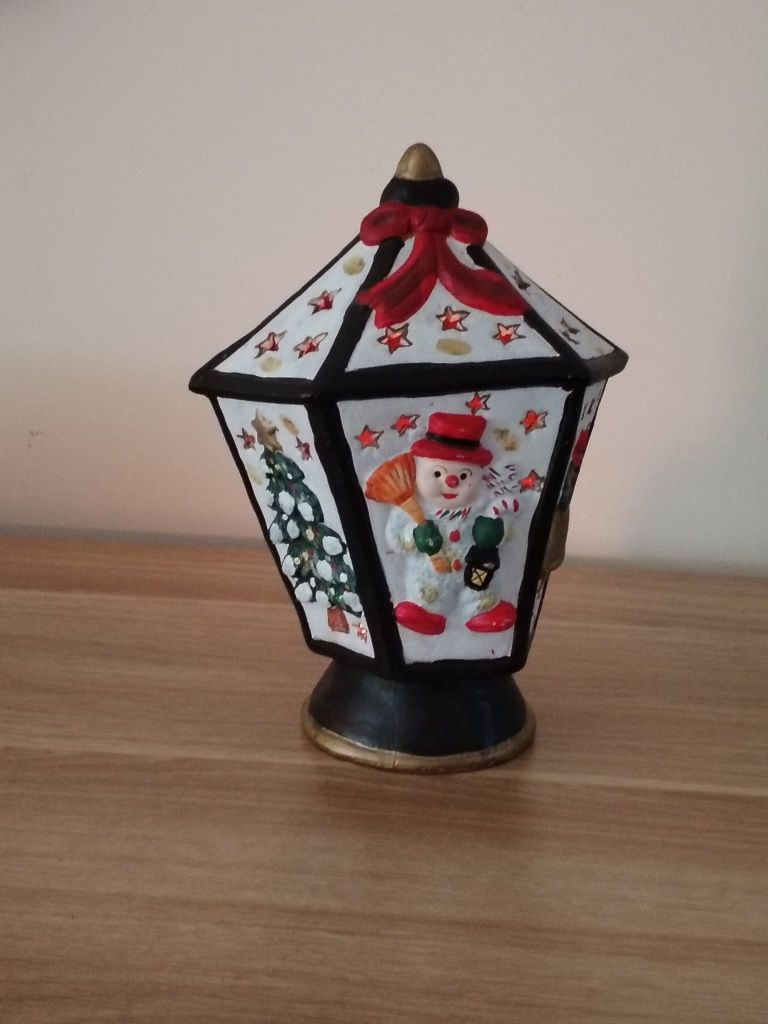 Ceramiczna zimowa latarnia  Vintage