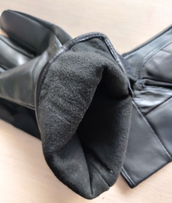 Шкіряні чоловічі перчатки на флісі