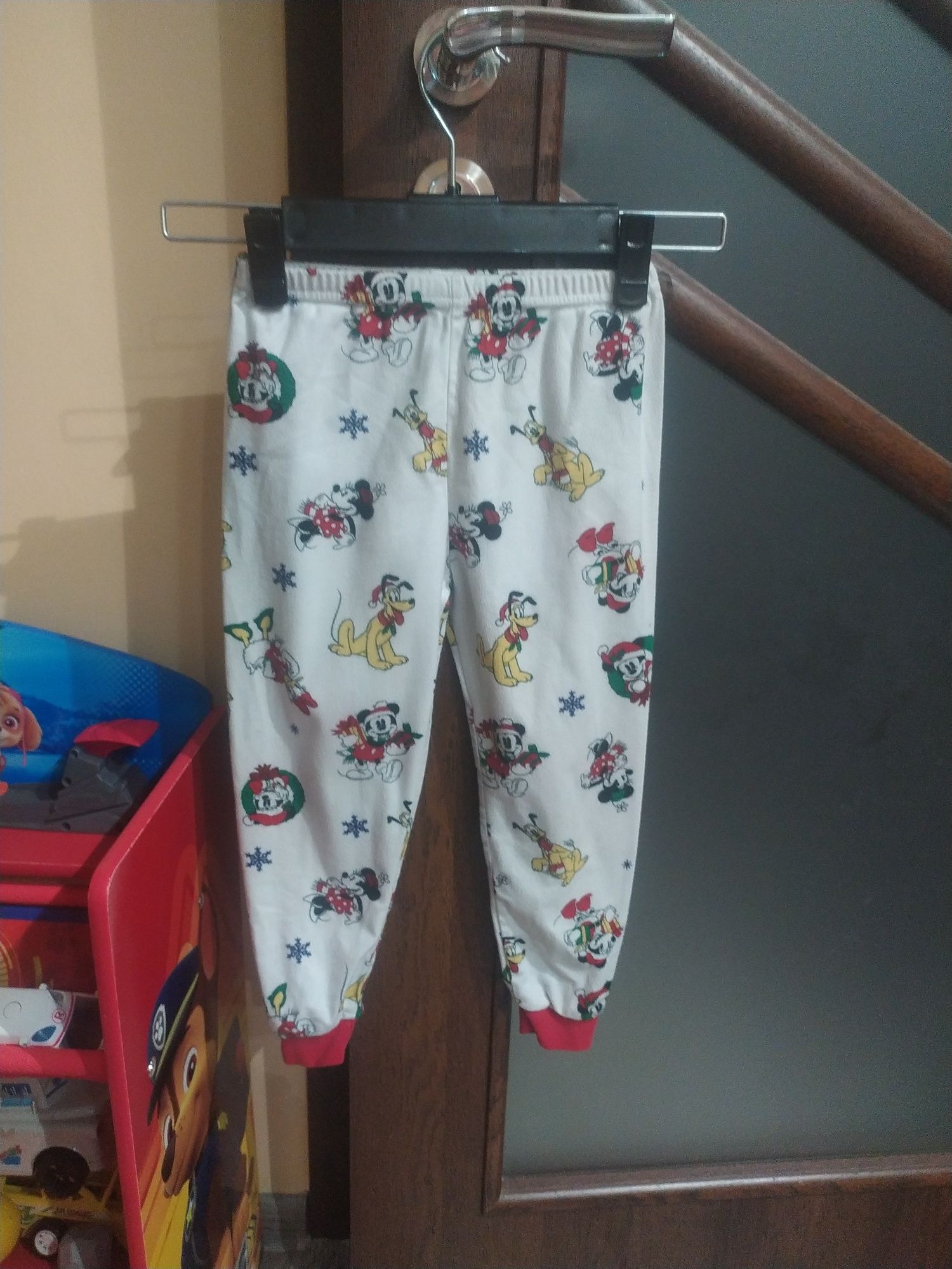 Spodnie piżamy świąteczne polarowe ciepłe 104 110 Myszka Miki