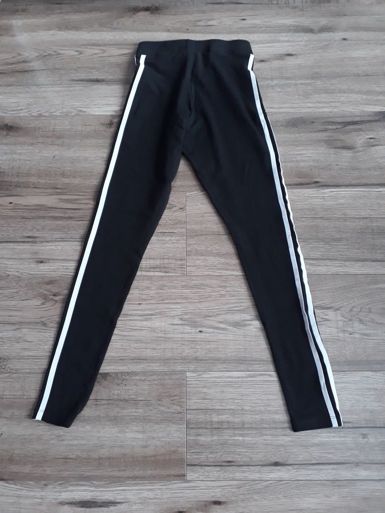 Czarne legginsy damskie adidas 3 paski rozmiar 30 xxxs xxs białe paski