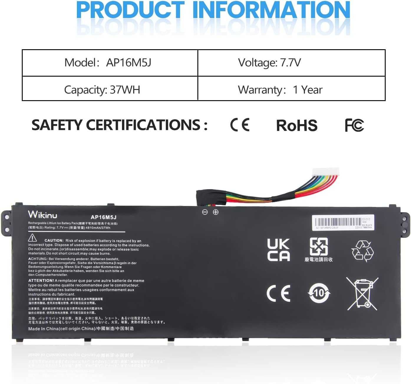 Wikinu AP16M5J Bateria do laptopa Acer Aspire