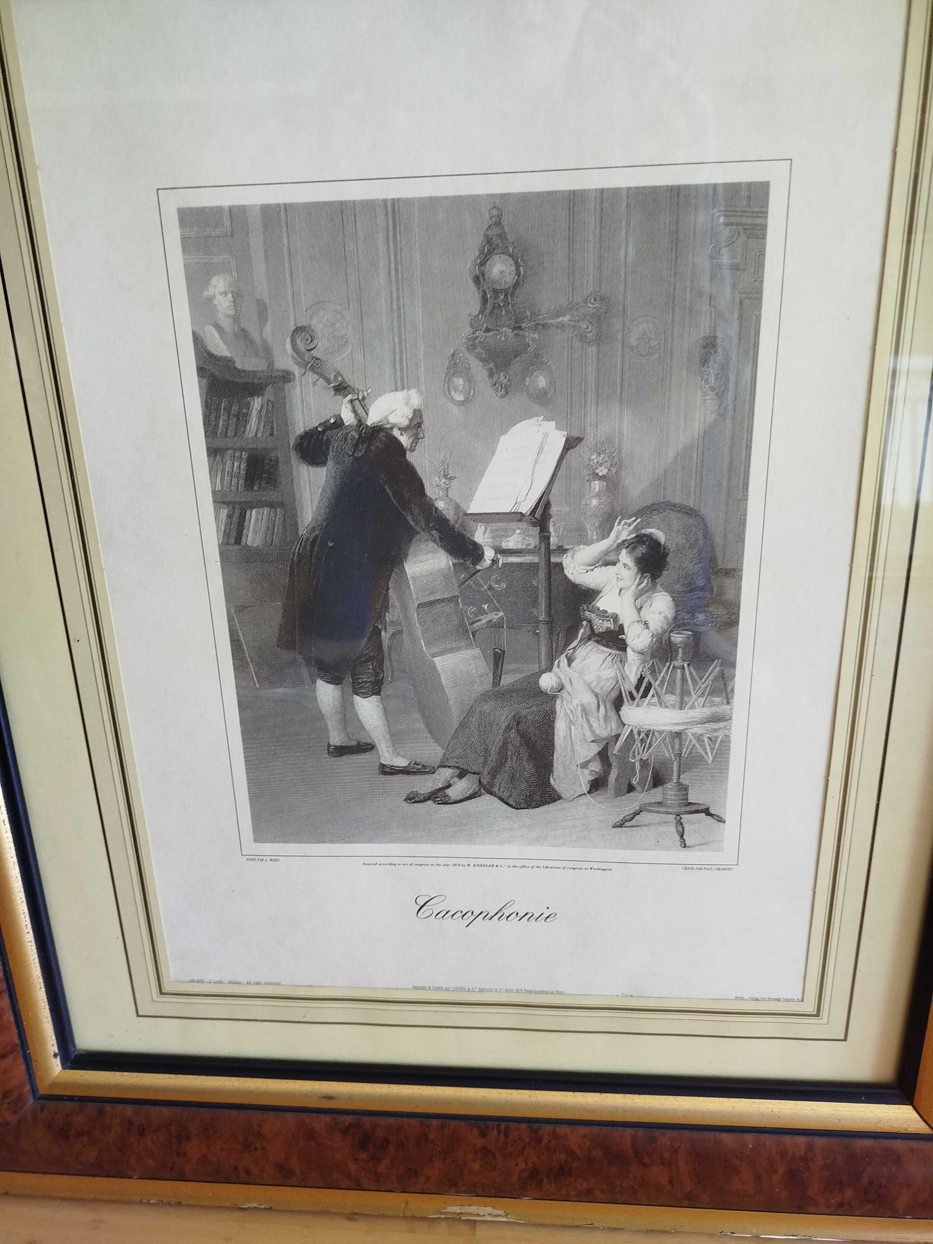 Quadro Antigo com bonita Gravura