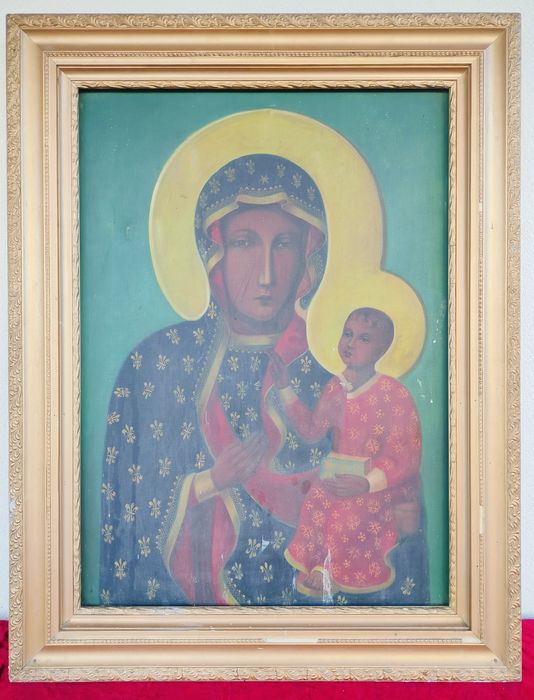 Stary duzy obraz olejny – Matka Boska Częstochowska