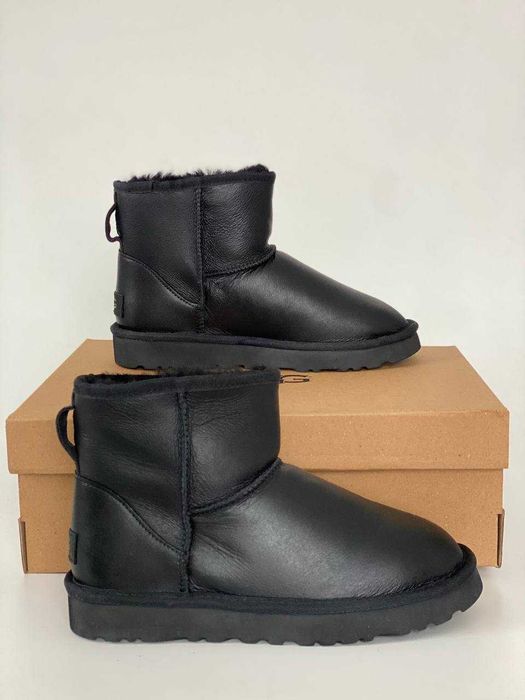 Женские угги , UGG "Mini Leather Black" Размеры 36-41