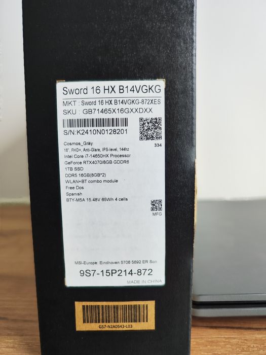 Portátil MSI RTX4070 como novo c/garantia até Abril 2027