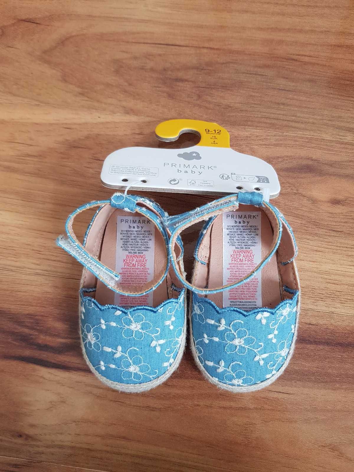 Błękitne sandały dla dziecka 9-12 miesięcy niebieskie sandałki