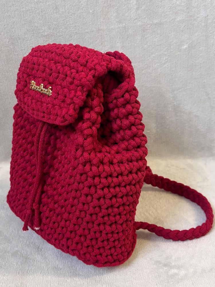 Plecak wiśniowy handmade