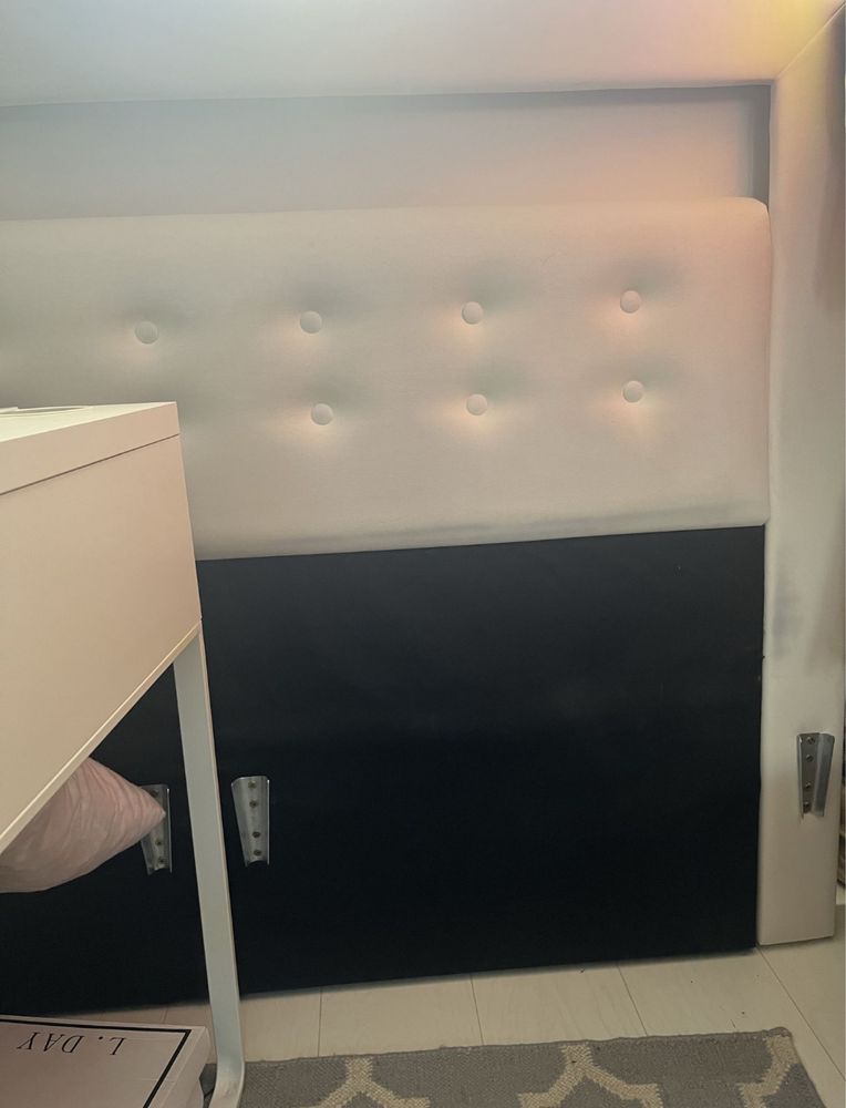 Łóżko kontynentalne 160x200 białe LED
