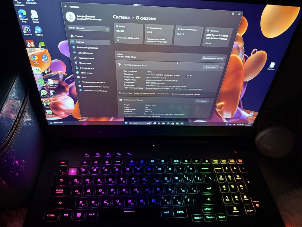 Asus Rog G713PU Rhyzen 9 RTX4050 6GB
