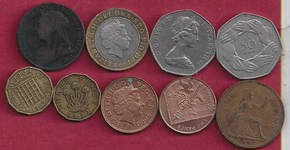 MOEDAS  DA INGLATERRA   Lote de 9  Moedas  Interessantes