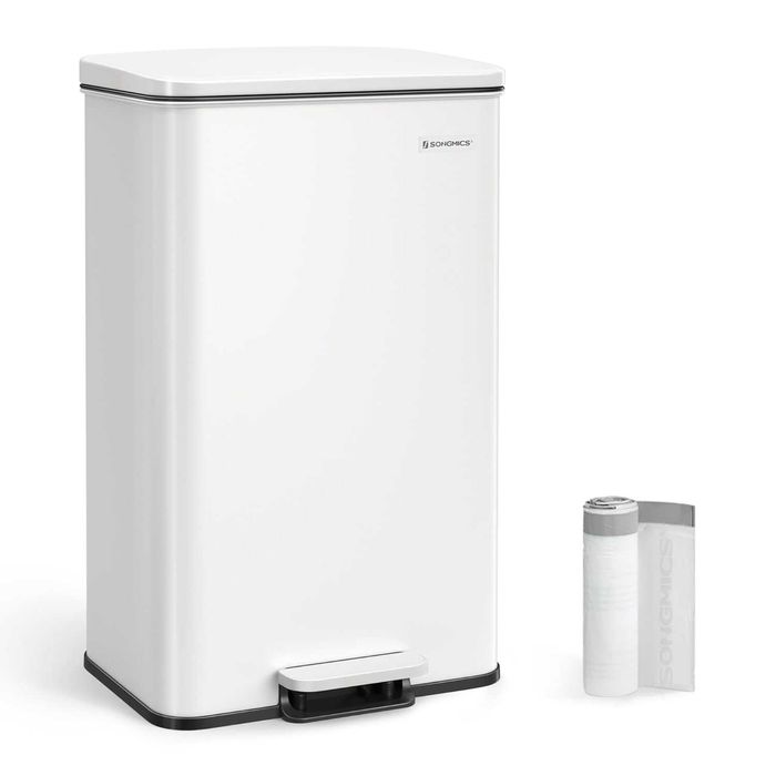 SONGMICS Kosz na śmieci kuchenny, 40 l, z pedałem, ze stali,