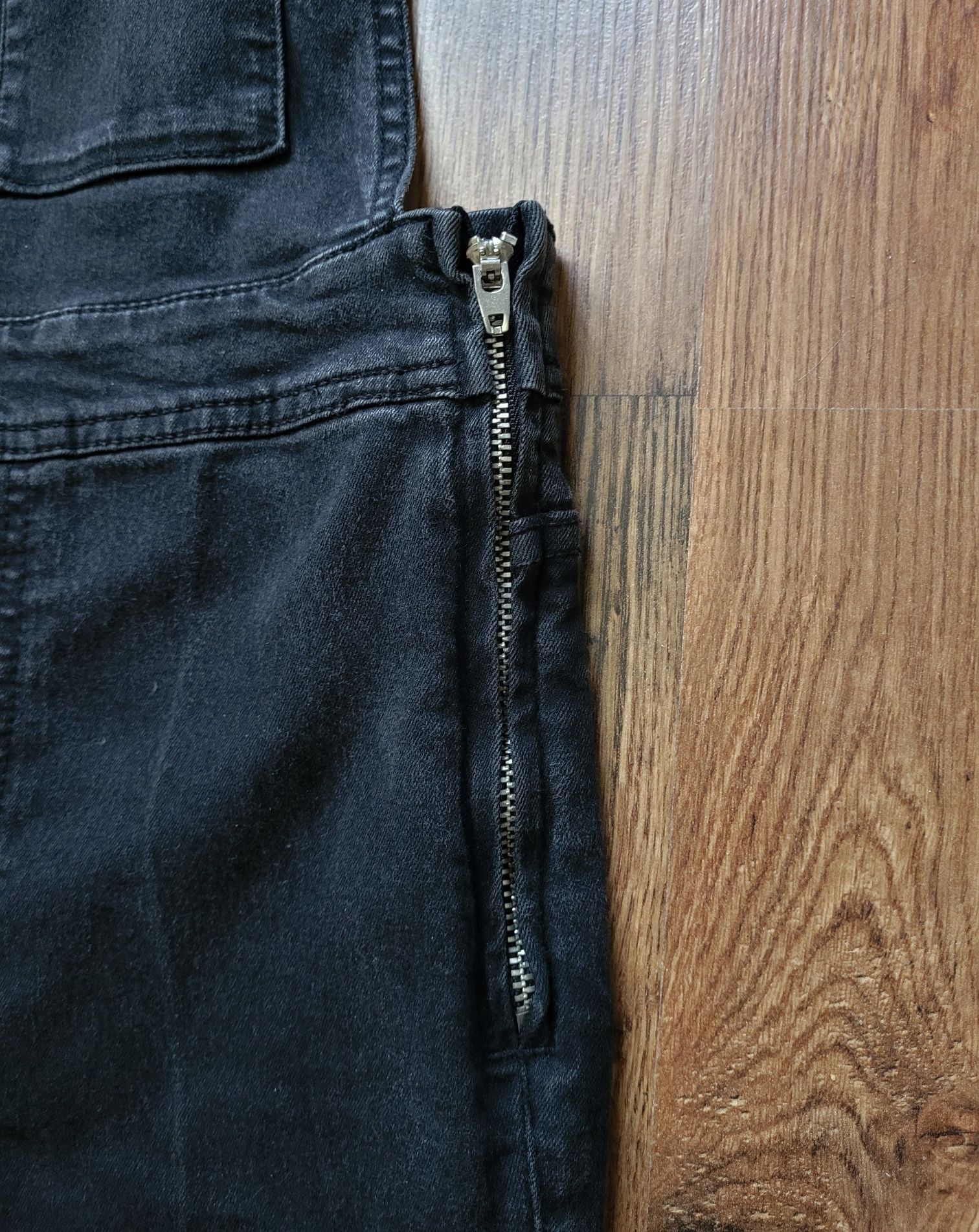 Długie czarne ogrodniczki h&m