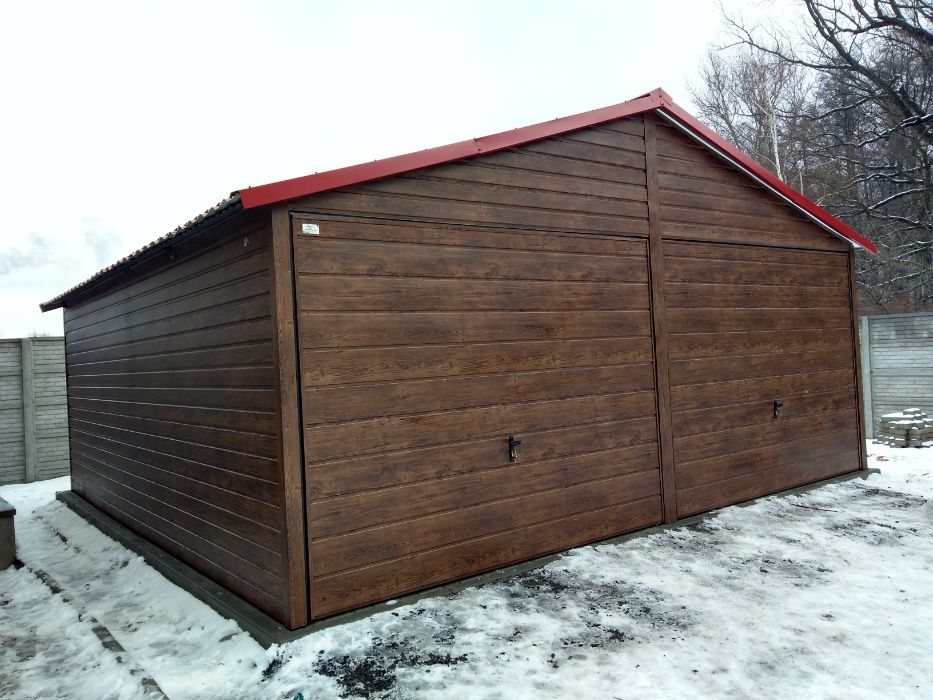 garaż drewnopodobny 6x6 600x600 profil ocynkowany orzech złoty dąb