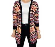 Czarny sweter kardigan z kolorowym geometrycznym wzorem M 38 H&M