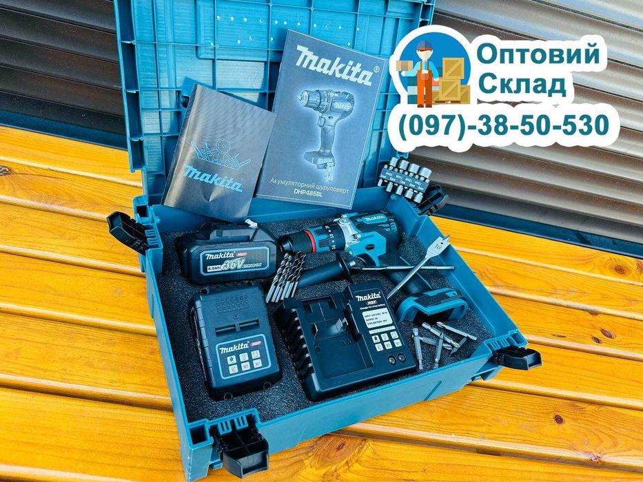 Шурупокрут на Акумуляторі Макита DHP485 BL З Ударом Сила 95Nm (36V-8A)