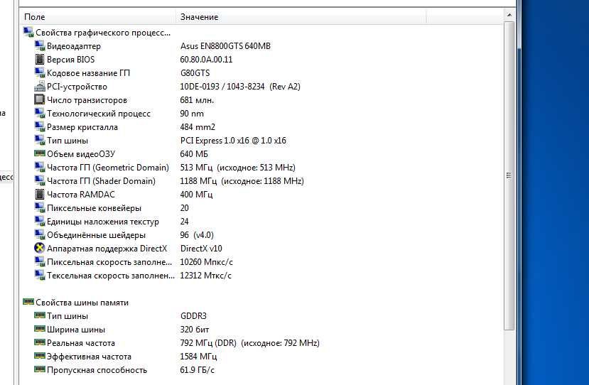 Рабочая видеокарта Видеокарта ASUS EN8800GTS/HTDP/640M/A GDDR3