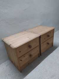 Szafki drewniane, dwie szuflady, sosna. 2szt