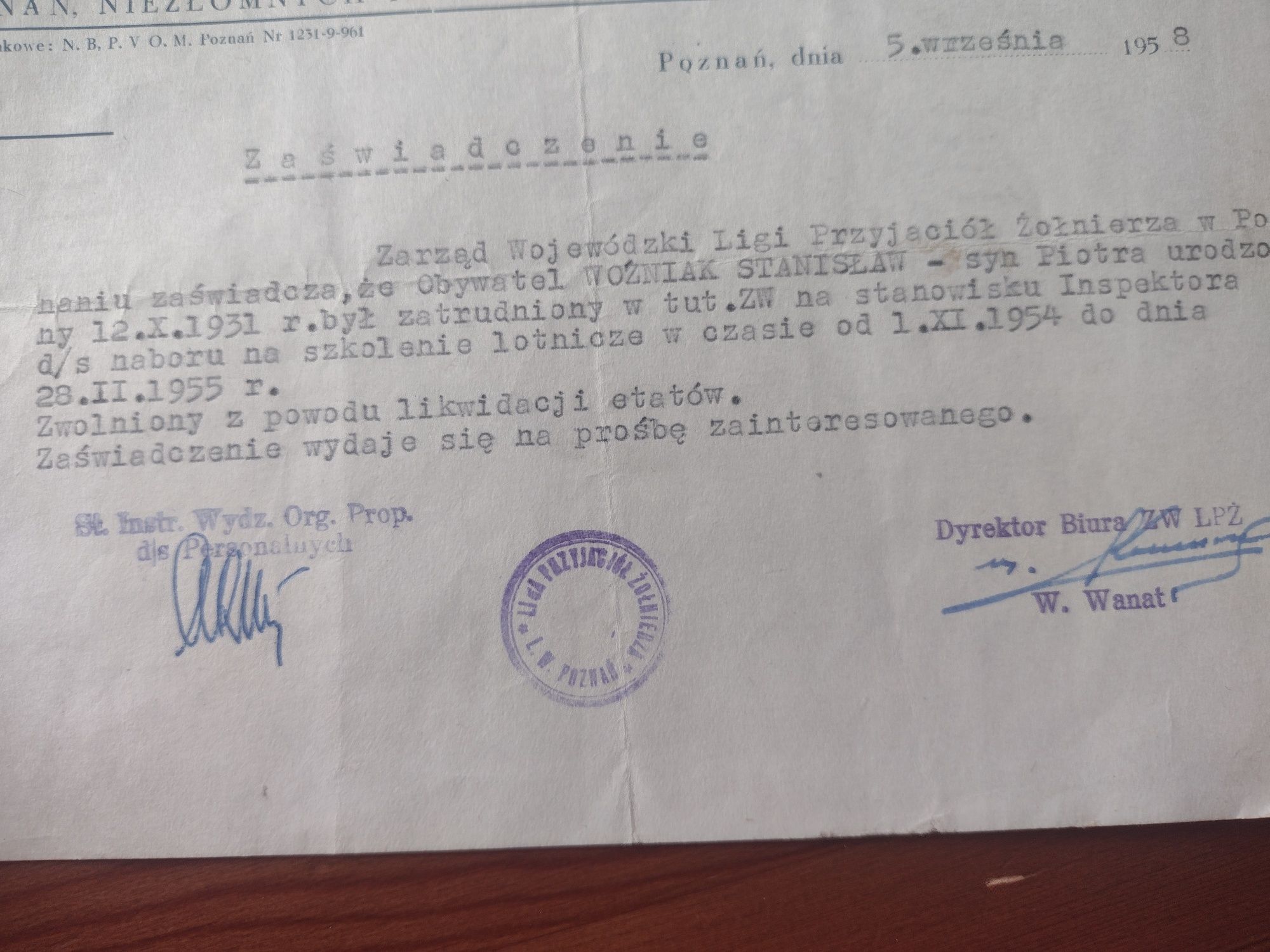 Liga przyjaciół żołnierza Poznań 1958