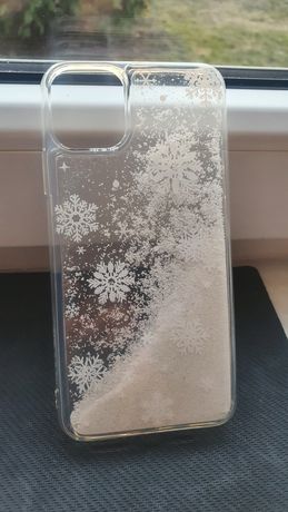 Etui świąteczne Iphone 11 Pro Max pływające płatki śniegu + Szkło
