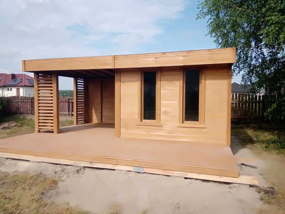 Domek narzędziowy,gospodarczy,drewniany,ogrodowy,magazyn,3x3m+taras3x3