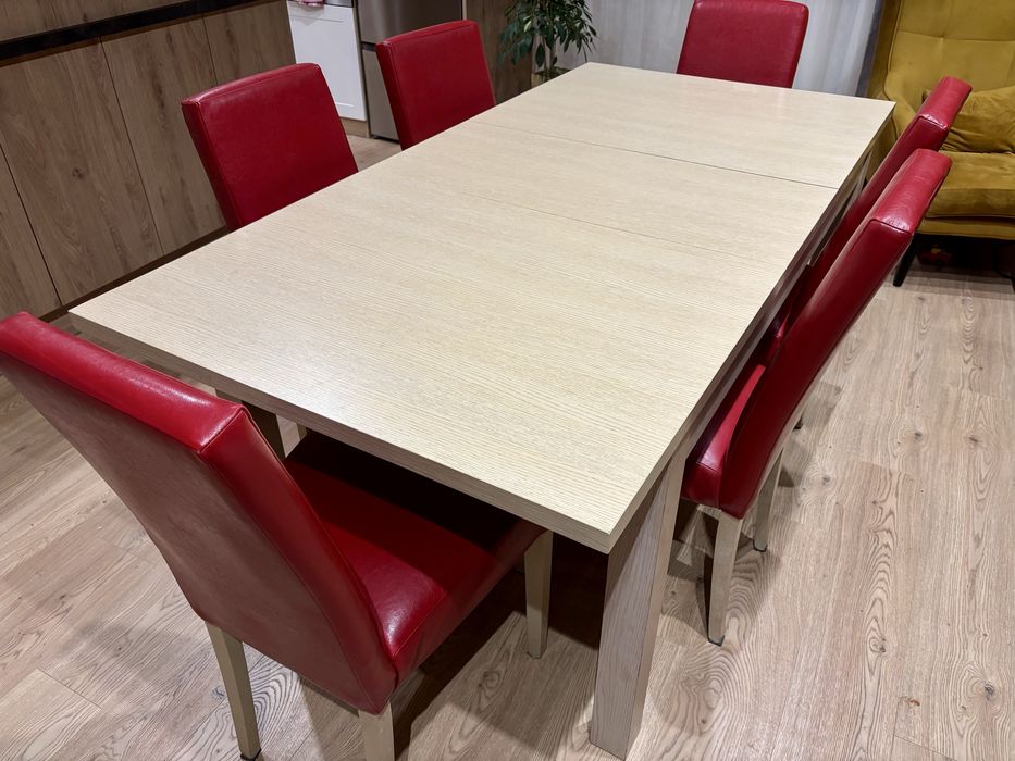 Rozkładany stół z 6 krzesłami 140/180 x 90