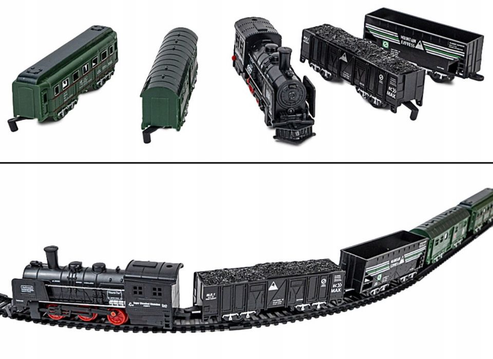 KOLEJKA ELEKTRYCZNA POCIĄG dla dzieci lokomotywa 4 wagony tory