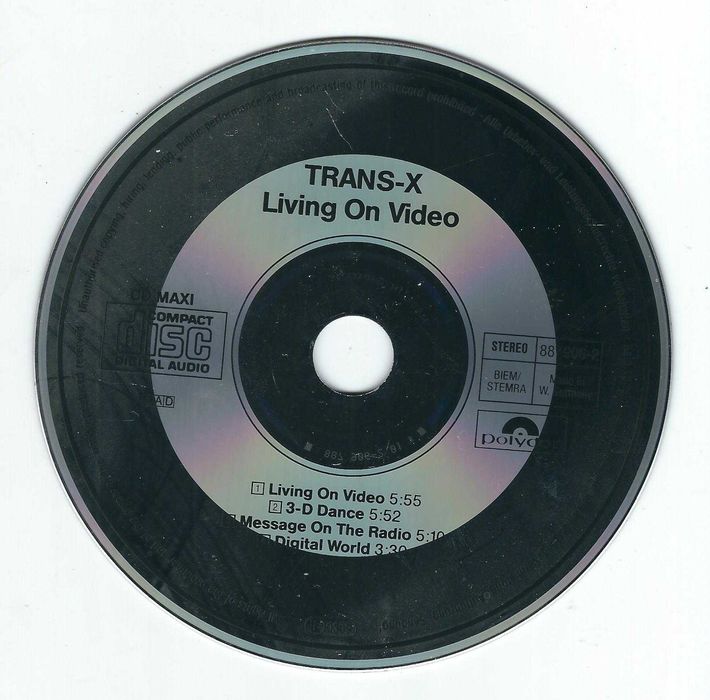 Maxi CD Trans-X - Living On Video (1989) (Polydor)