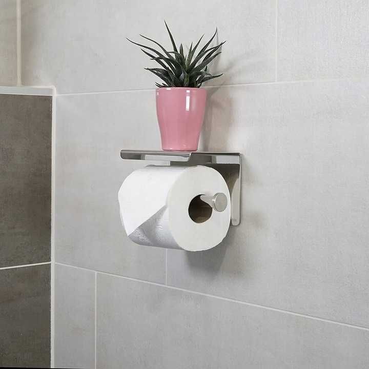Uchwyt na papier toaletowy Z PÓŁKĄ na telefon