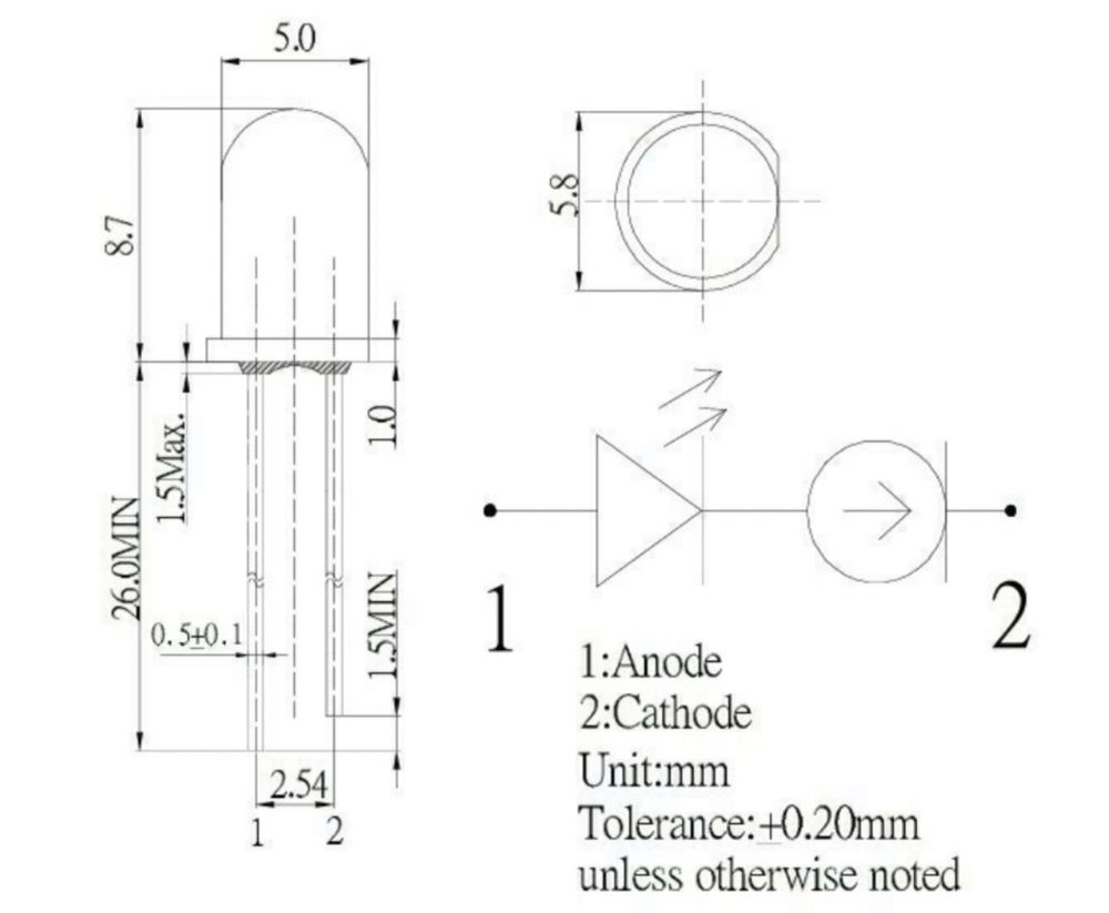 10x Dioda LED F5 WW4 THT biały ciepły 14mA 2,5~20V stabilizator prądu