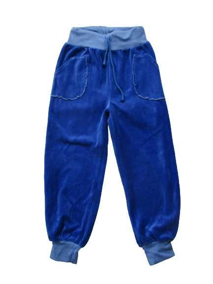 Spodnie dresowe welurowe niebieskie bawełniane 104