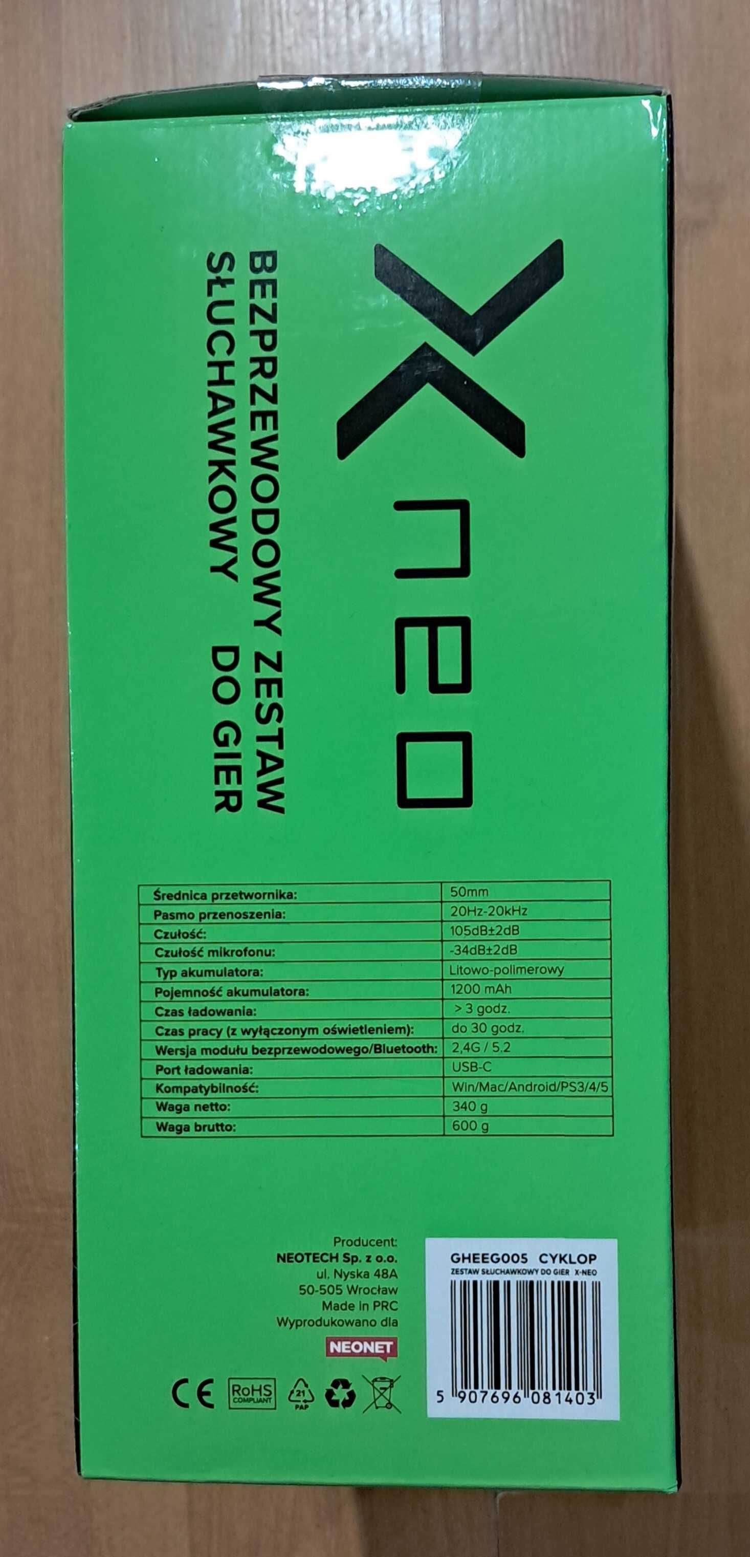 Słuchawki bezprzewodowe X-NEO CYKLOP.