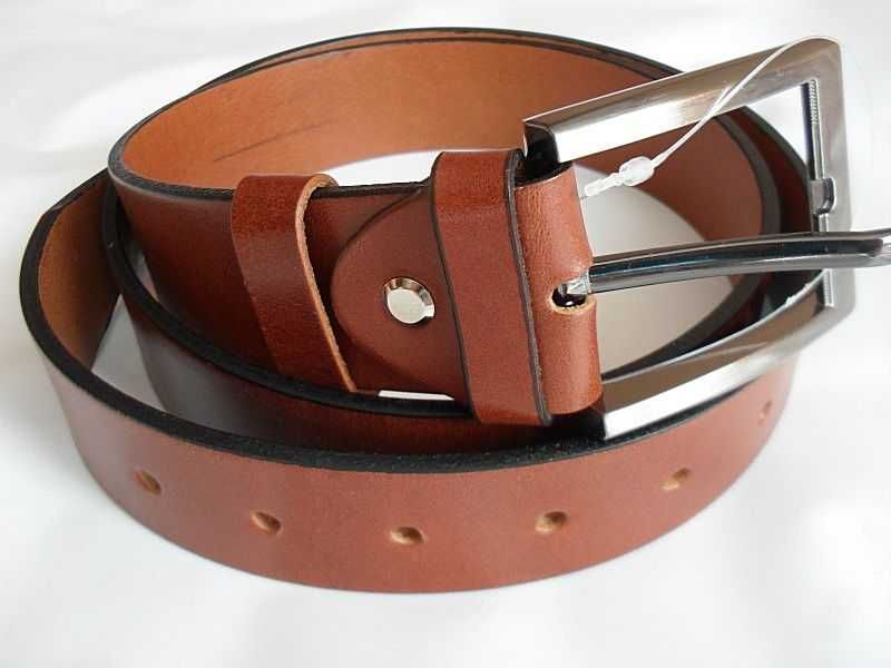 PASEK SKÓRA NATURALNA LICO, męski, brązowy, szeroki, 105cm, - NOwy