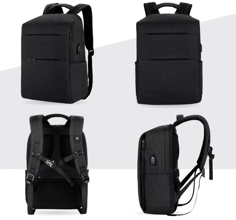 ModernistLook Black Smart Pro – Water Resistant Backpack with USB