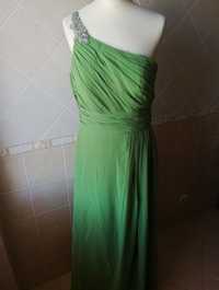 Vestido cerimónia comprido, em verde alface