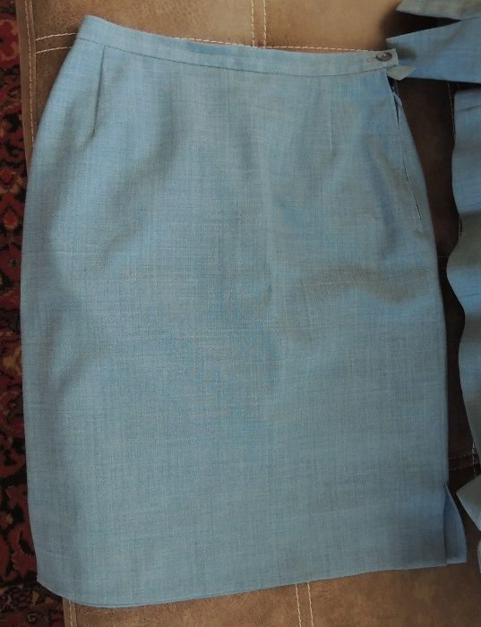 Костюм , 43% шерсть / CHR/ пиджак и юбка, голубой