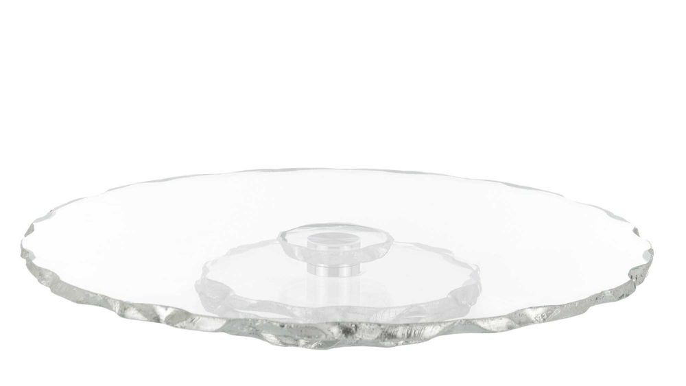 Patera taca szklana obrotowa srebrna 33 cm glamour