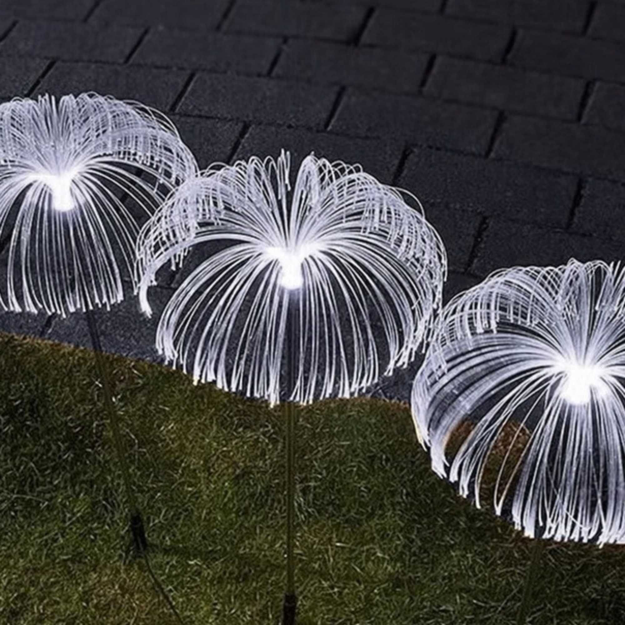 LAMPA Solarna Ogrodowa MEDUZA Wbijana ŚWIATŁOWODOWA Zestaw 2 szt.