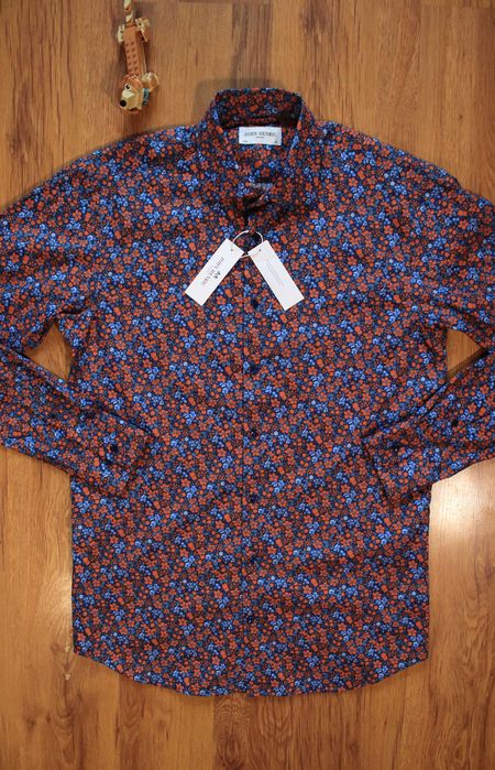 Koszula John Henric r. 40 w kwiaty wielokolor męska dł rękaw bawełna