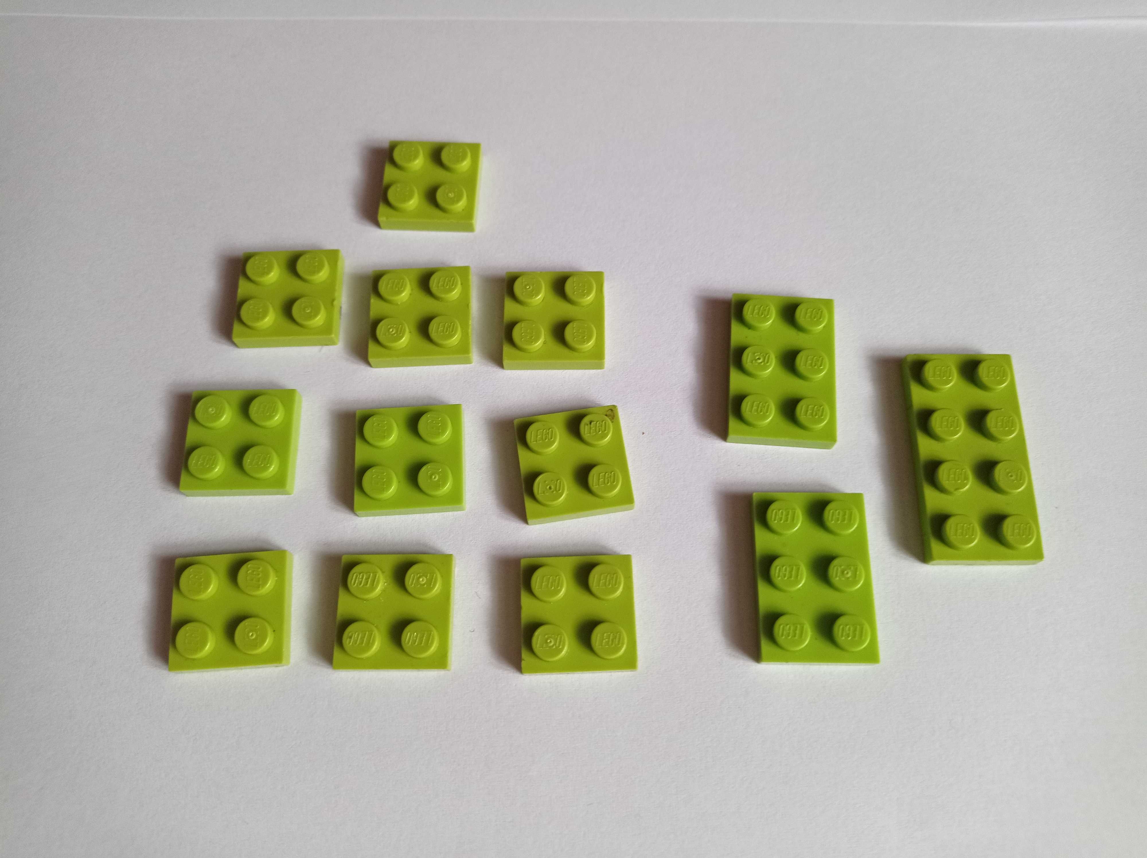 Klocki Lego, płytka, 2x2 (3022), 2x3 (3021), 2x4 (3020), zielony