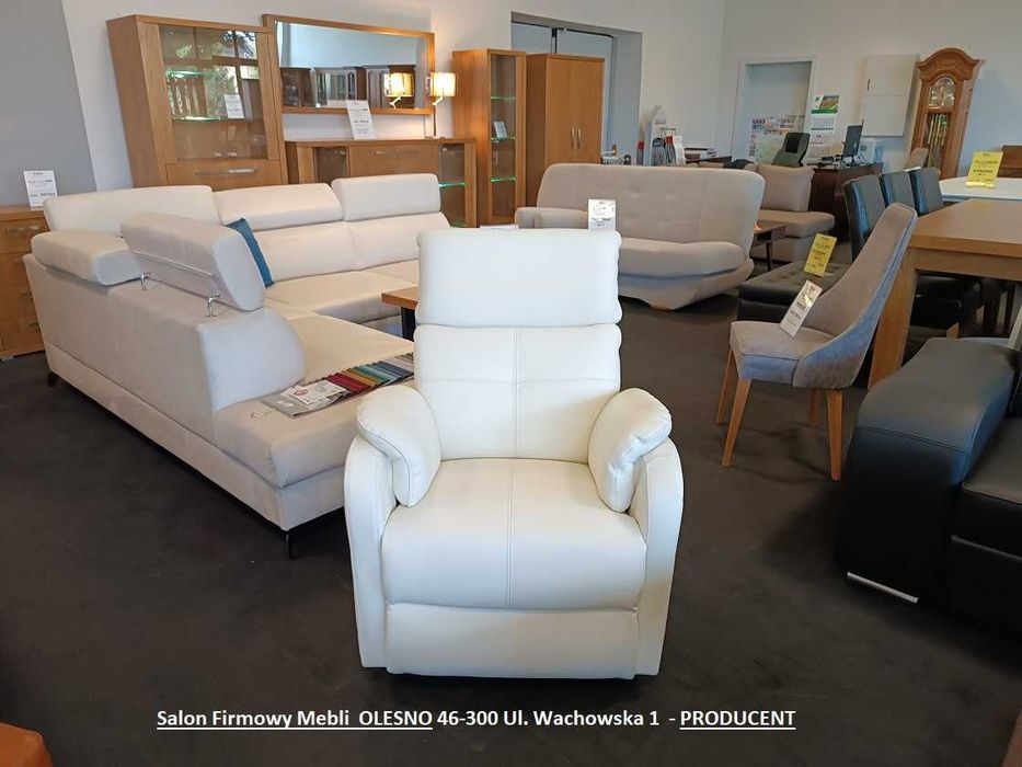 Nowy Fotel z Funkcją RELAX, Skóra Naturalna, Wyprzedaż -33%  OLESNO