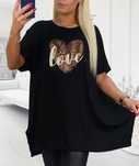 Bluzka, tunika plus size, serce panterka, 50/52/54/56